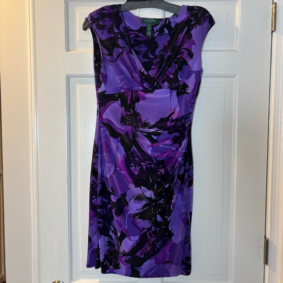 Lauren Ralph Lauren Purple Floral Midi Sleeveless Dress Women’s Size 6P - Picture 2 of 7